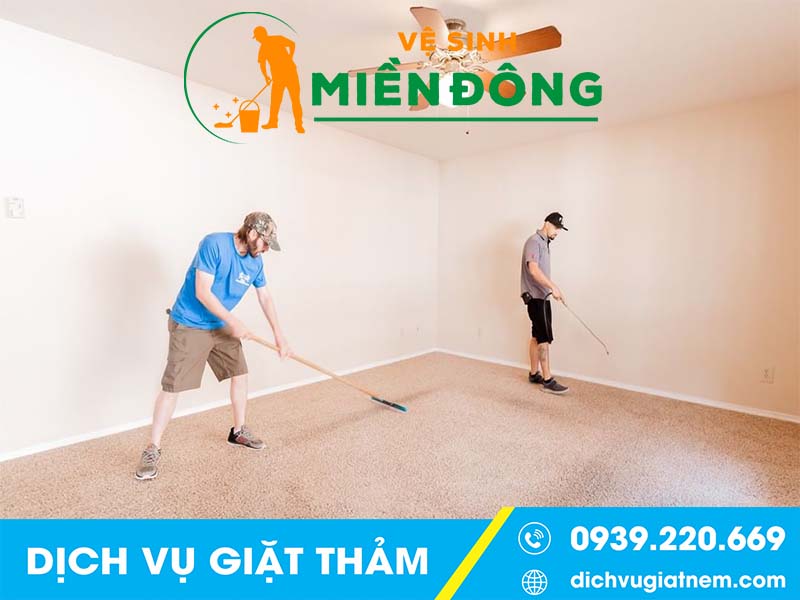 Quy trình giặt thảm tại Bến Cát của Vệ sinh Miền Đông